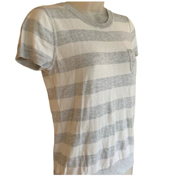 Old Navy Striped Knit Short Sleeve Top Womens S Petite Stretch Soft Minimalist - Picture 4 of 6